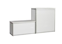 Podie i hvidt med aluprofil<br/>H:104 cm B:100 cm D:50 cm